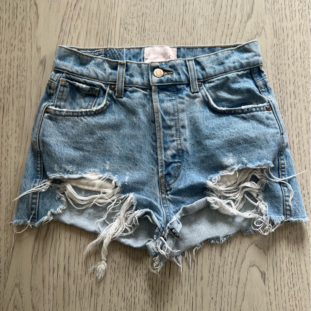 REVICE Blue Distressed Jean Shorts